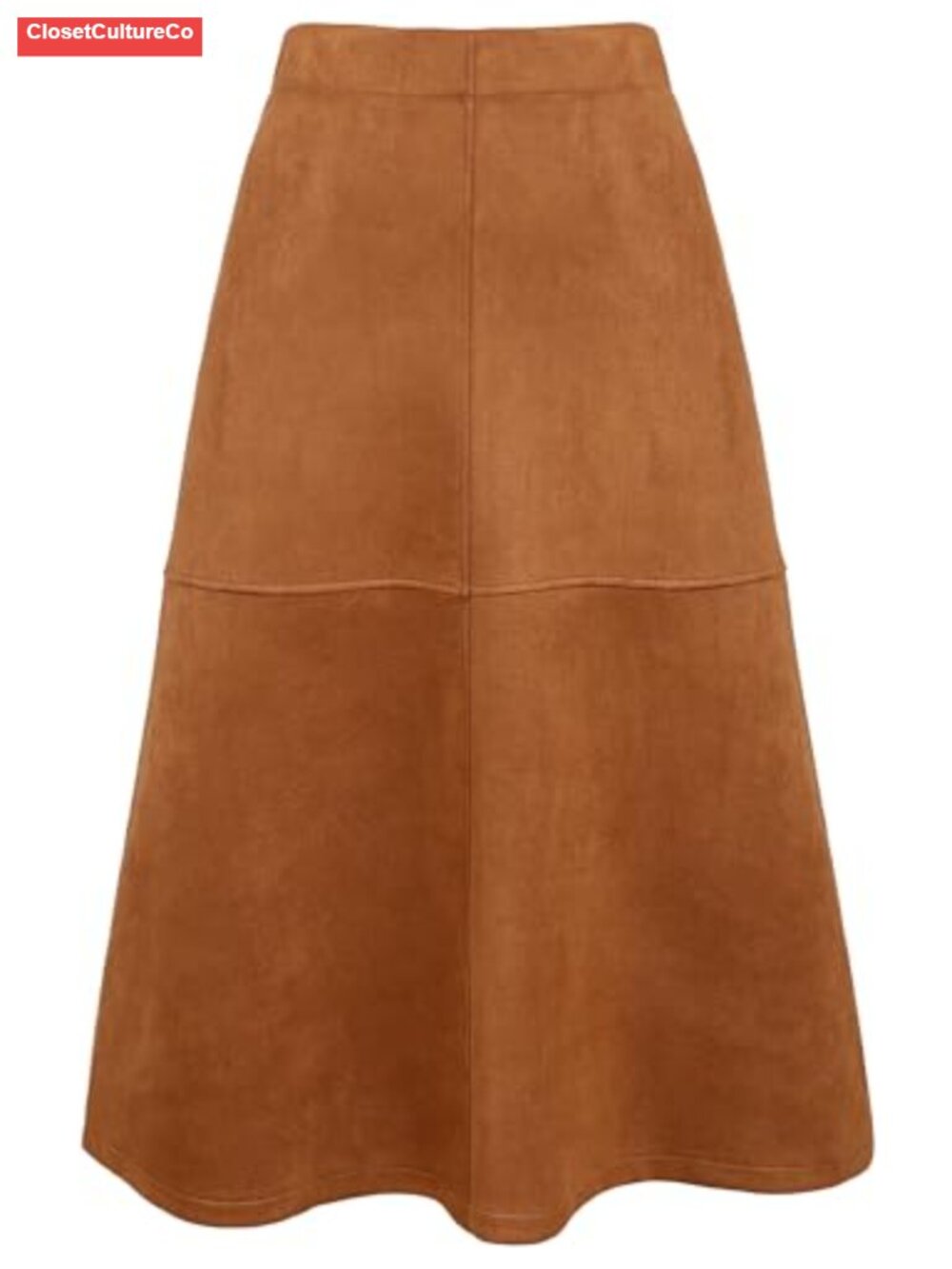 Faux Suede Midi Skirt High Waisted A-Line Business Casual Fall Winter